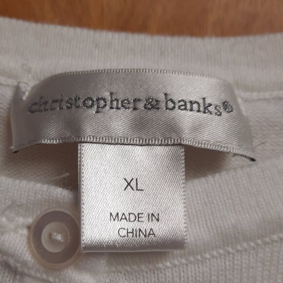 Sweater, Chistopher & Banks White Cardigan, Long Sleeves - Picture 4 of 5